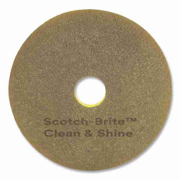 Scotch-Brite Clean and Shine Pad, 19 in. Diameter, Brown/Yellow, 5PK 7100148014